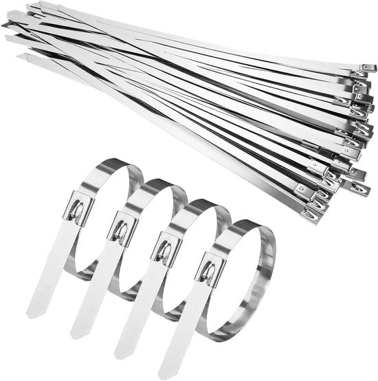 Caviatori in acciaio inossidabile 300 mm x 7,9 mm - Caviatori self-liganti per scarico e cavi - Set di 50