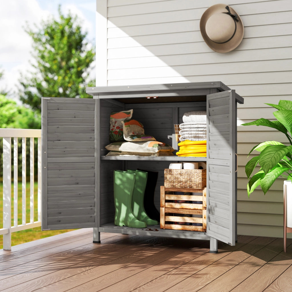 Casetta da Giardino in Legno con Ripiani ¨C Zephmum ¨C Grigio 87x46.5x96.5 cm