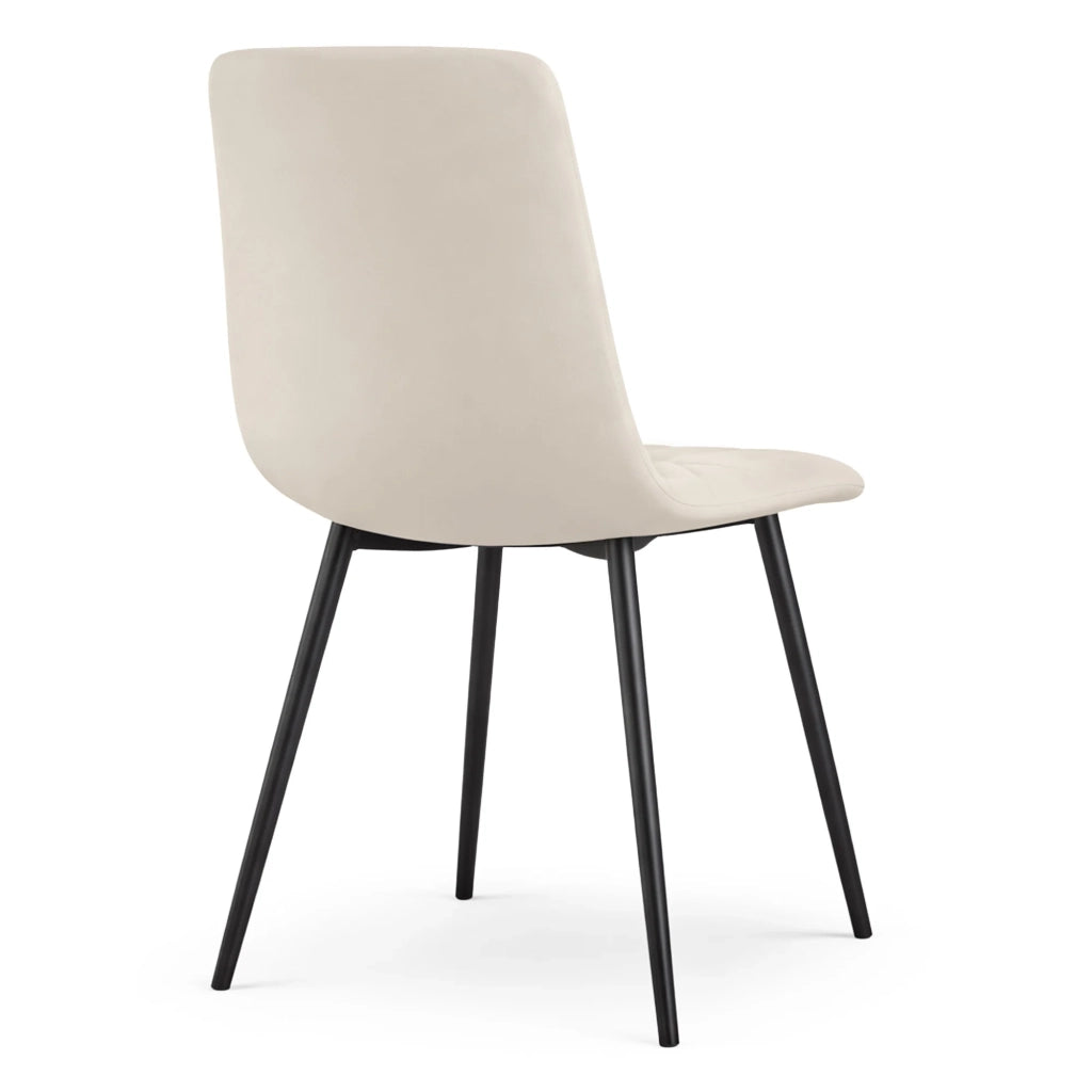 Set di 8 Sedie in velluto trapuntate NERO Beige gambe nere