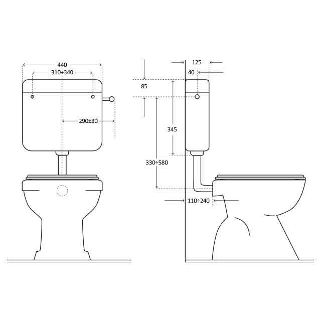Cassetta di Scarico wc DELTA 1  Start/Stop rivestita con tubo - CR