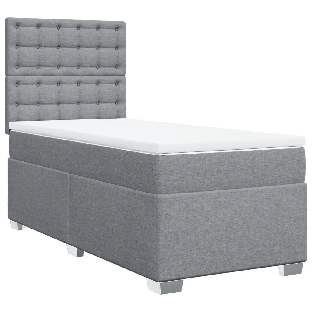 vidaXL Giroletto a Molle con Materasso Grigio Chiaro100x200 cm Tessuto