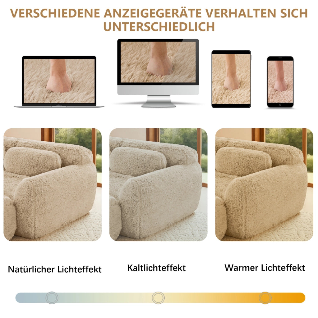 Divano modulare angolare a L 291x179x73 cm in tessuto plush light khaki; senza montaggio