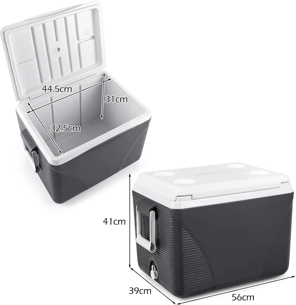 Frigo Portatile 41 L, Frigorifero Termico con Manici, Coperchio e Portabicchieri, Ghiacciaia Impermeabile per Cibi e Bevande, Raffreddamento e Riscaldamento per Campeggio, Picnic e Viaggio