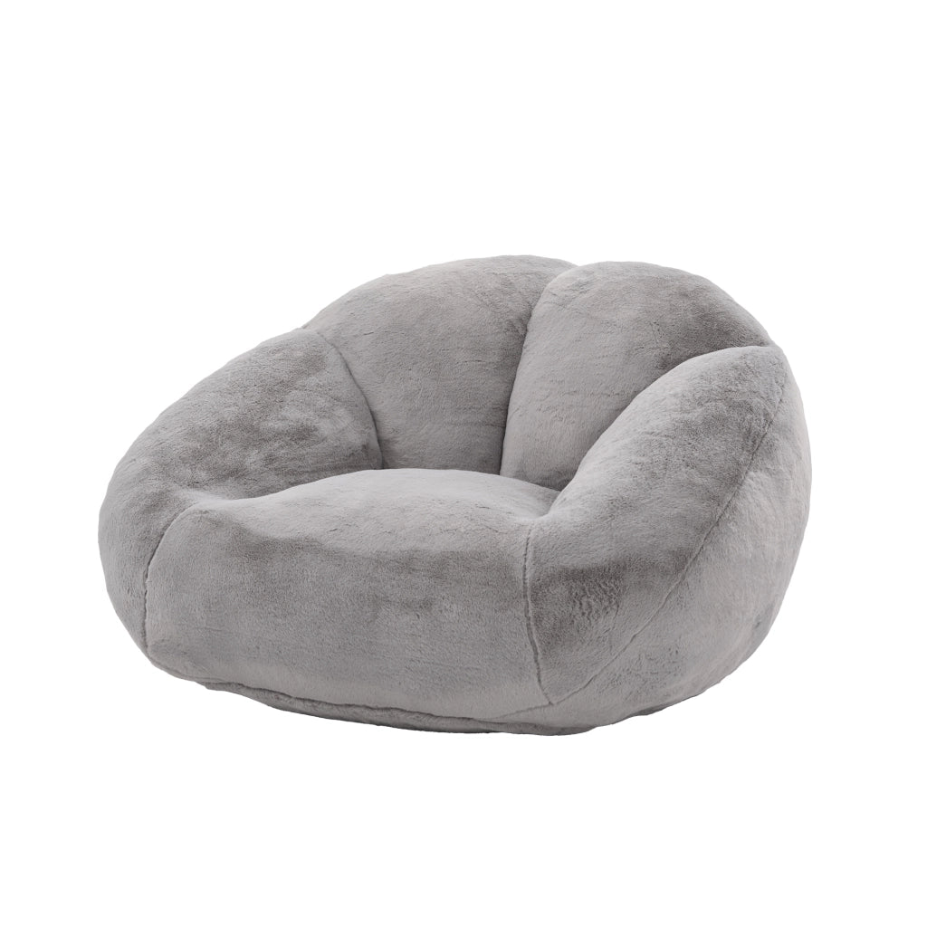 OKWISH Poltrona Pouf in Pelliccia Sintetica, Design Avvolgente con Base Antiscivolo e Imbottitura in Schiuma, Grigio Chiaro