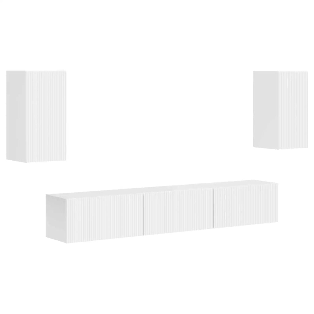Set mobile TV 5 pcs Bianco Lucido Legno multistrato 3409073