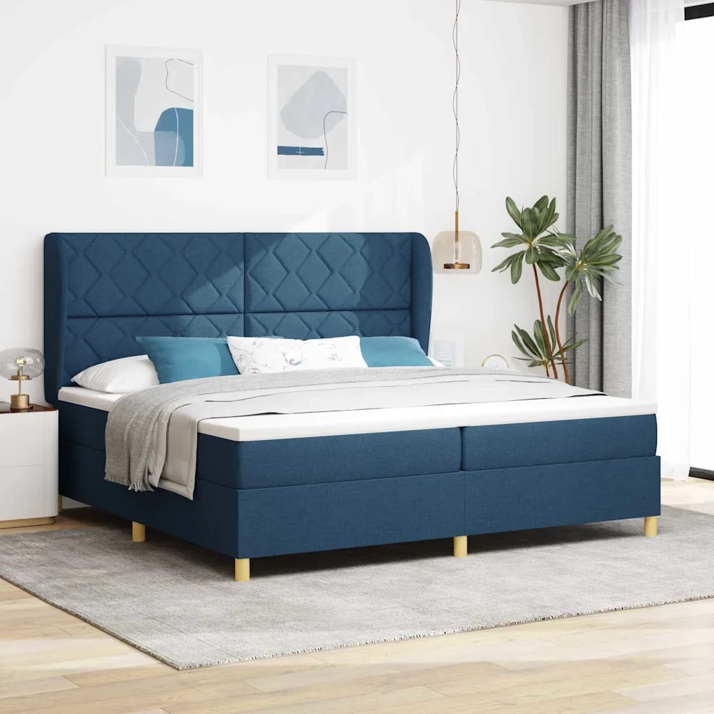 Letto a molle con materasso Blu 200 x 200 cm Tessuto 3340843