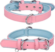 Verstelabile cintura in pelle per cani di piccola, media e grande taglia - Rosa (S) con imbottitura soffice e respirante per cuccioli di casa