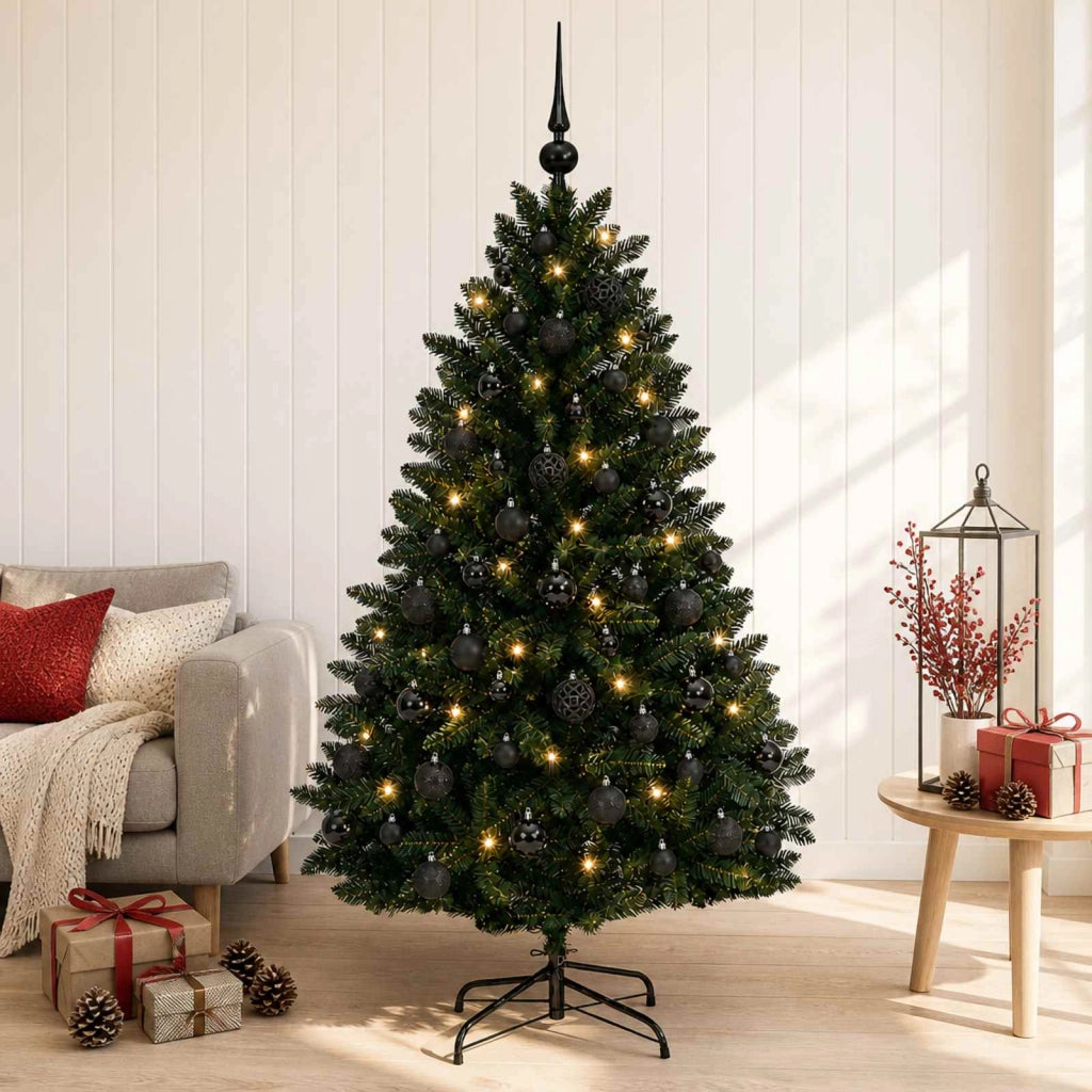 Albero di Natale artificiale verde scuro con palline 180 cm 3466462