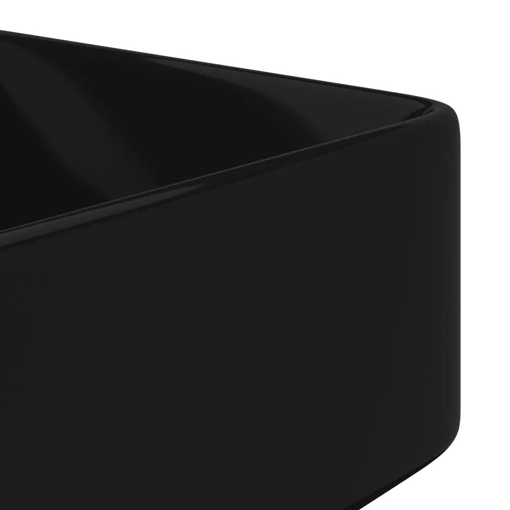 Lavandino-Lavabo-Lavello Bagno in Ceramica Nera Quadrato con Foro per Rubinetto