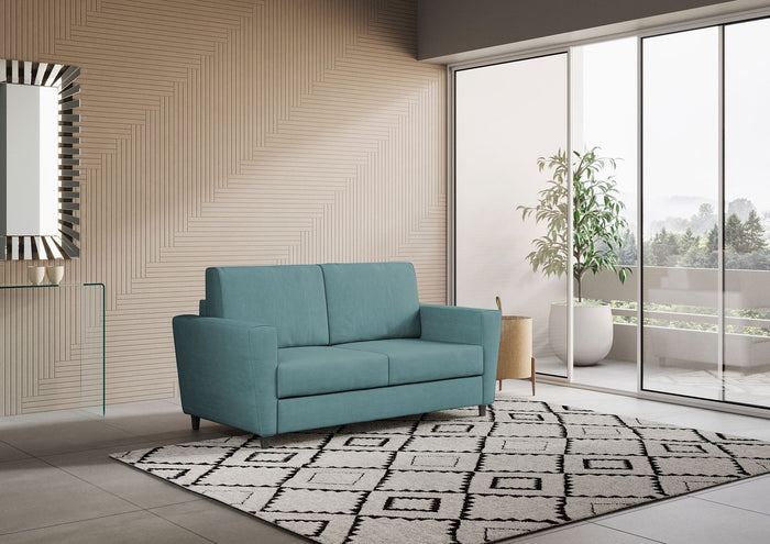 Divano 2 Posti 172x85x85 cm Yasel in Tessuto Petrolio