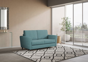 Divano 2 Posti 152x85x85 cm Yasel in Tessuto Petrolio