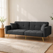 DIVANO LETTO Reclinabile 175x64x72 cm Tessuto Sherpa Grigio Scuro