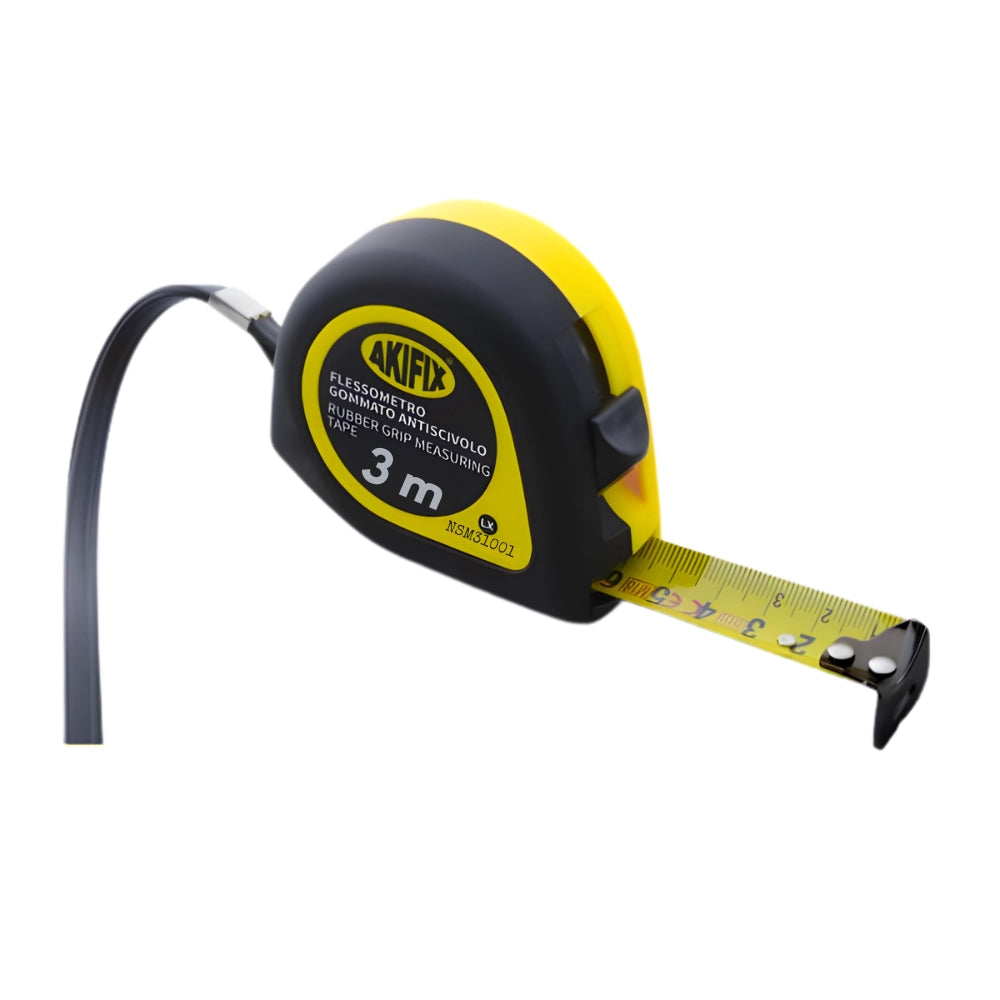 Flessometro gommato antiscivolo professionale akifix 3 m x 19 mm