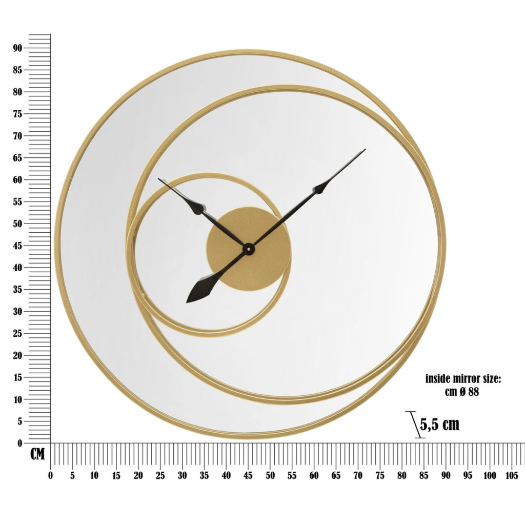 Orologio da Parete Luna, Oro, Metallo, 90x5,5x90 cm