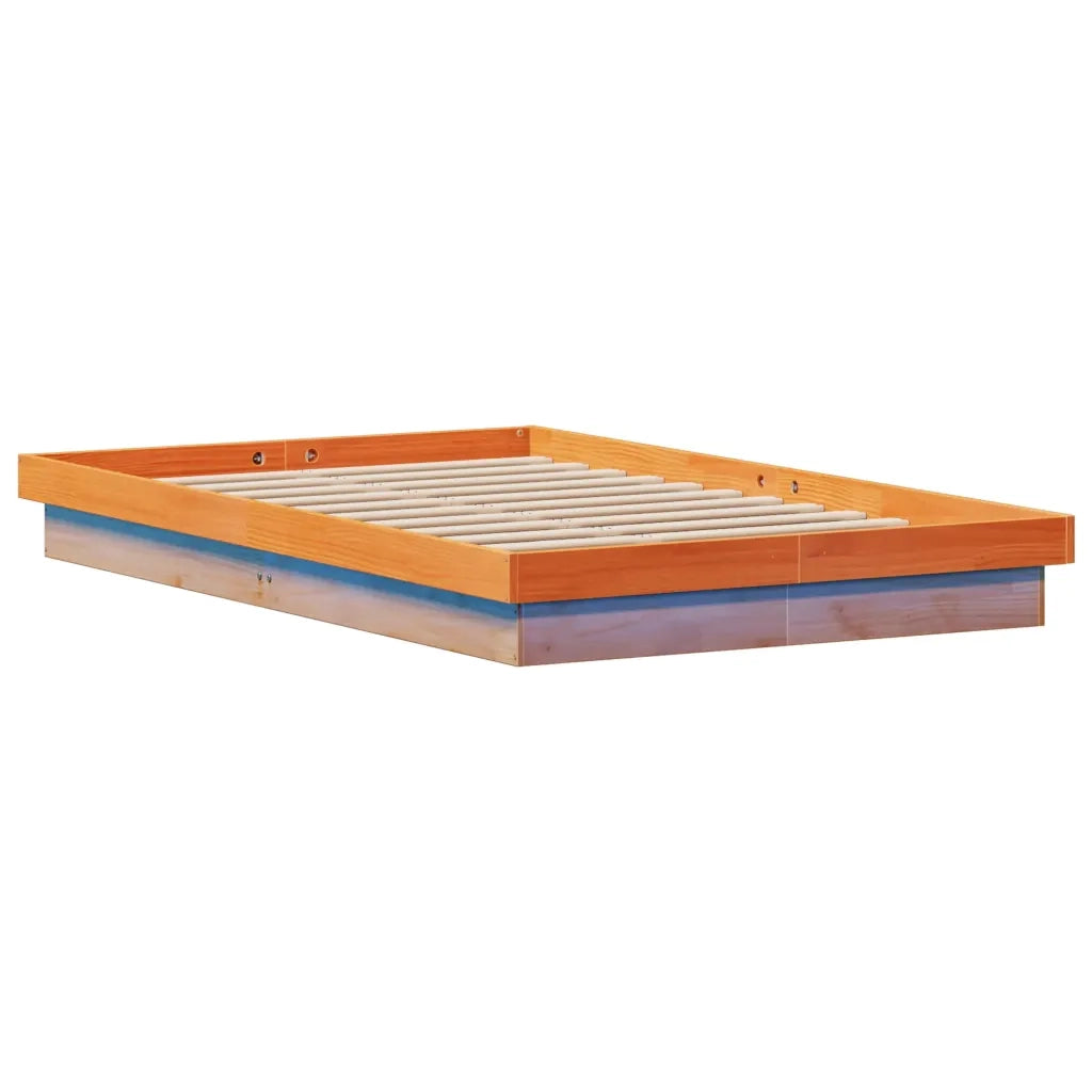 Giroletto LED-Struttura Letto con LED Marrone Cera 140x200 cm in Legno Massello di Pino
