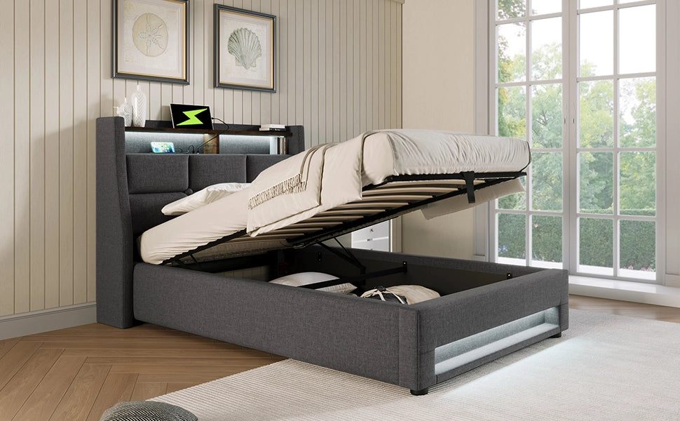 letto imbottito lino grigio 90 x 200 cm