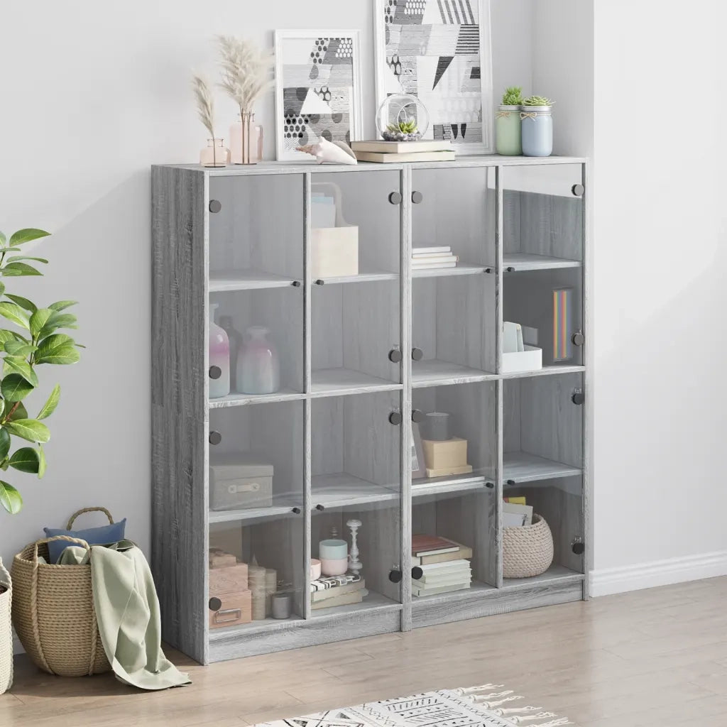 Libreria Ante-Scaffale per Libri-Mobile di Stoccaggio Grigio Sonoma 136x37x142 cm in Legno Multistrato 739394