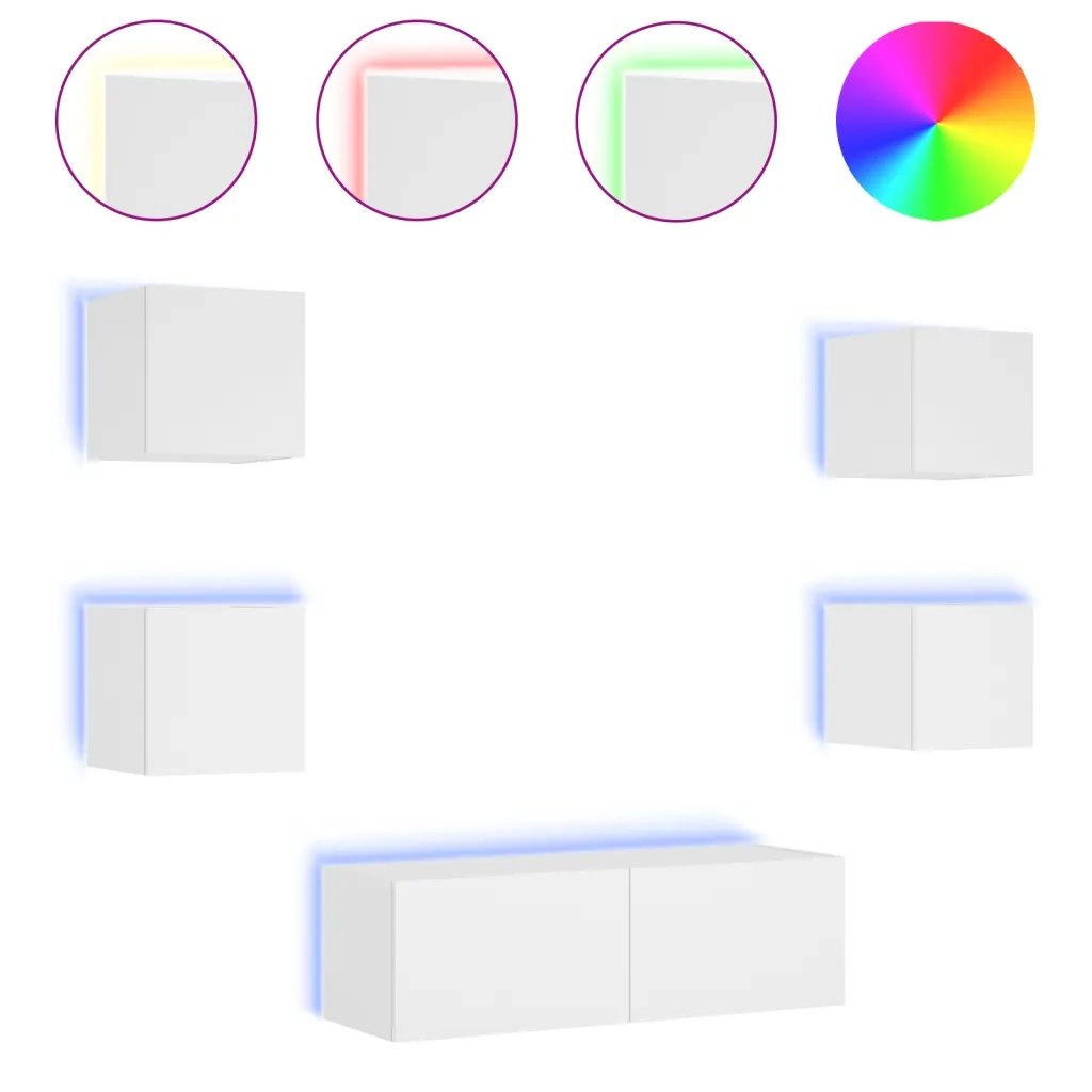 Mobili TV a Muro 5pz con Luci LED Bianchi 3216860