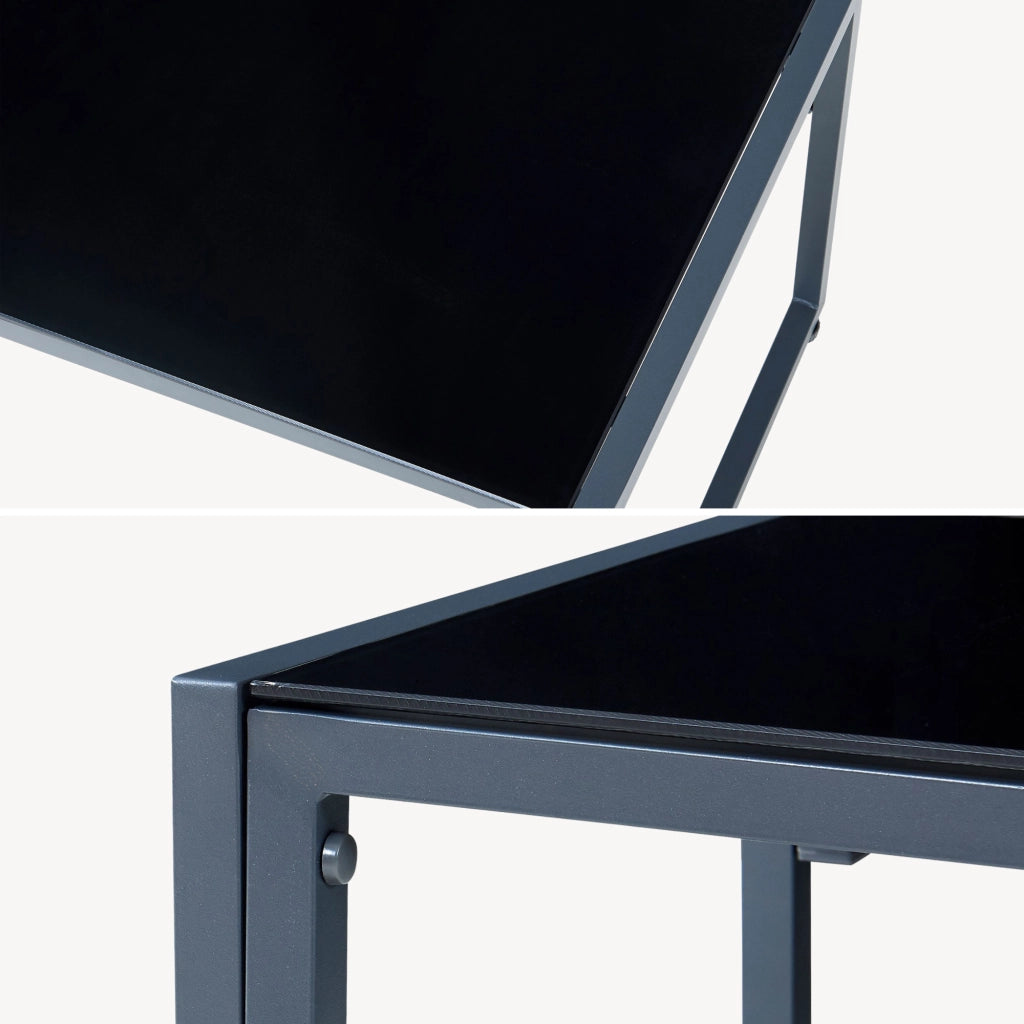 Set Salottino per Esterno Karg Divano Modulare a 3 pezzi e Tavolino con Piano in Vetro Nero Mobili da Giardino- Grigio Scuro casa.pro