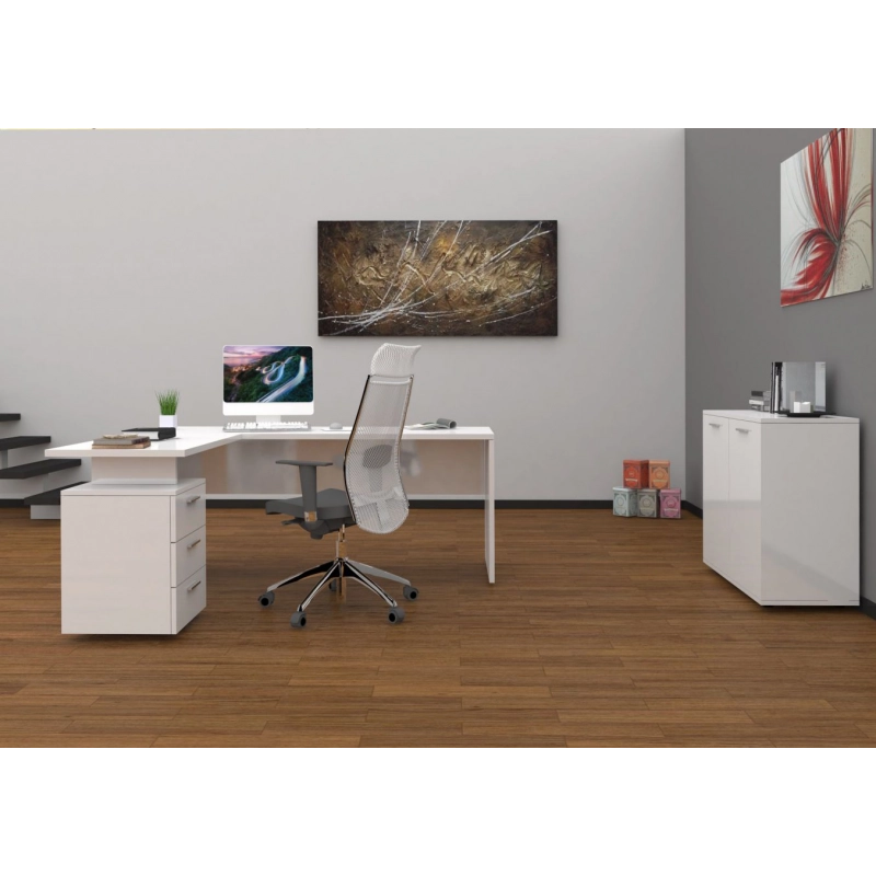 Scrivania ad angolo New Selina – 180x75x60 – Bianco Lucido