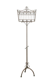 Biscottini Leggio da terra in ferro battuto pieno finitura ruggine anticata L46xPR32xH139 cm