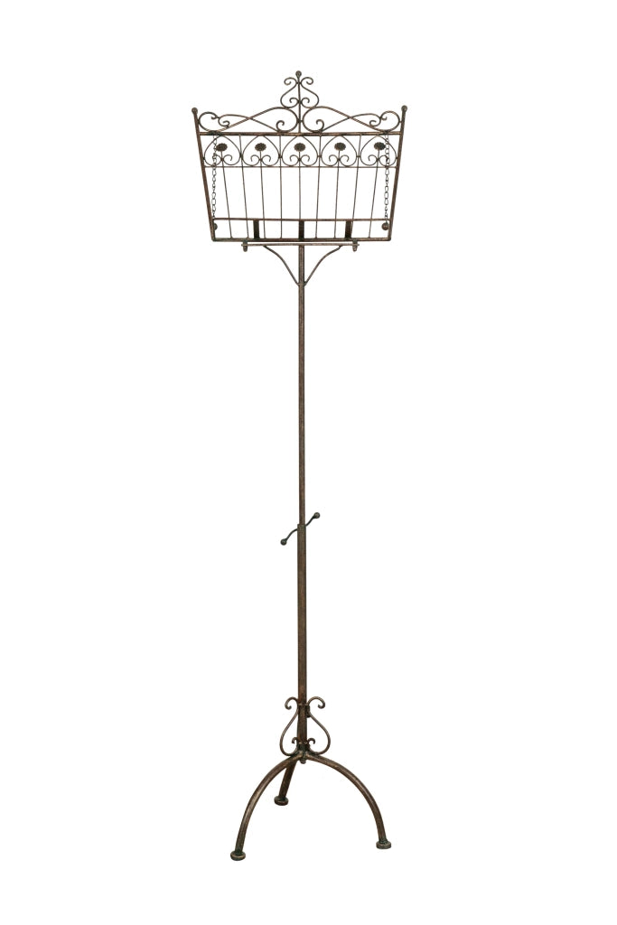 Biscottini Leggio da terra in ferro battuto pieno finitura ruggine anticata L46xPR32xH139 cm