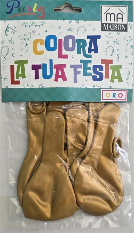 MA MAISON PALLONCINI FESTA ORO METALLICO 8PZ 26CM Ø