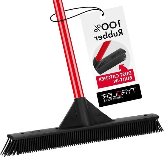 Aspiratore di polvere con manico in gomma - 415 cm alta - 140 cm manico anti-ossidazione - 6 righe di setole resistenti alle abrasioni - aspirapolvere industriale per pavimenti e tappeti - lama piatta - polvere fine - aspirapolvere multi-superficie