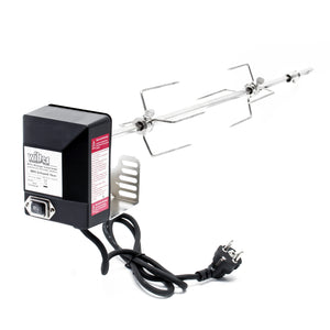 Girarrosto da barbecue 70 cm 230 V, Spiedo in acciaio inox con 2 forchettoni carne