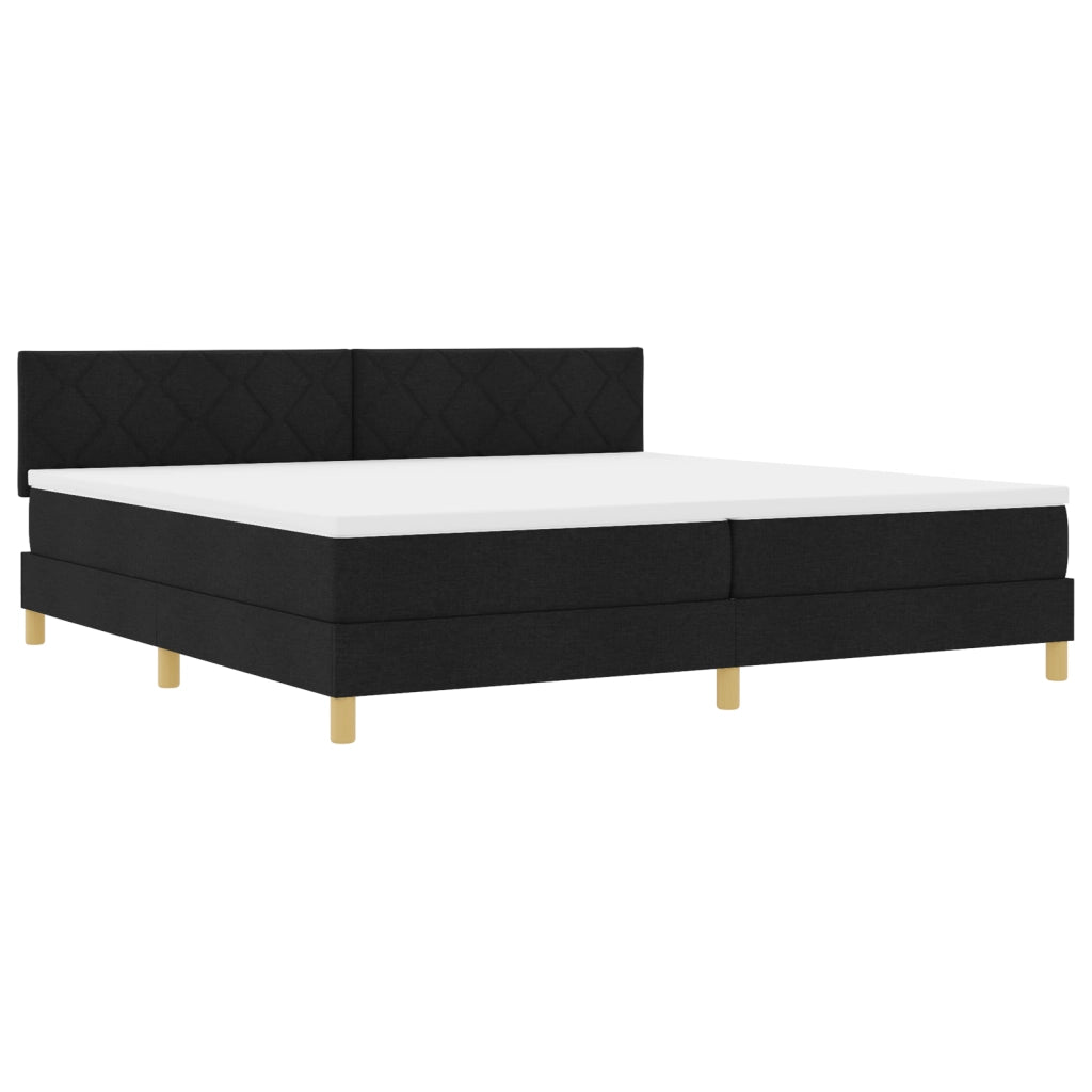 Letto a Molle con Materasso e LED Nero 200x200 cm Tessuto