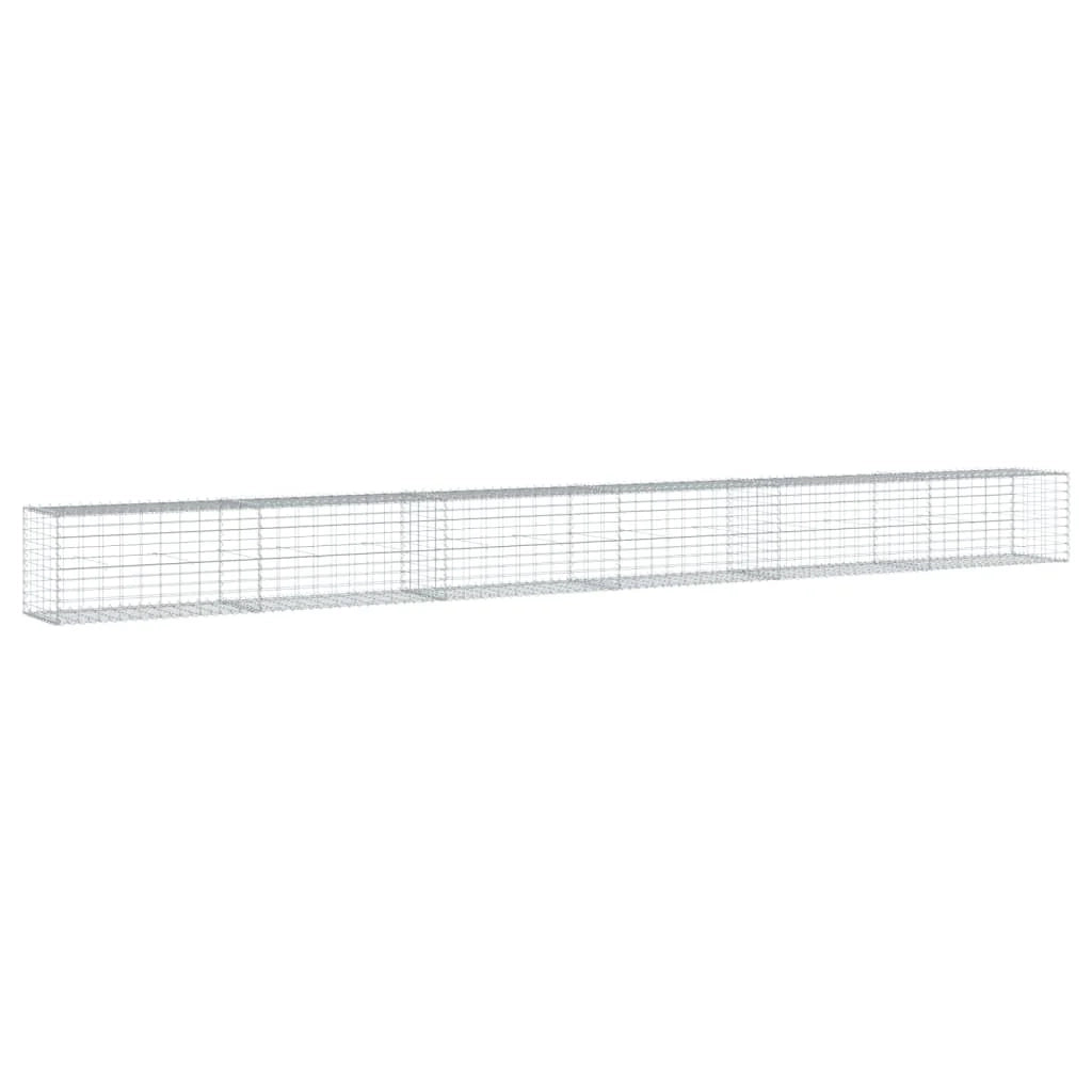 Gabbione recinto a gabbia muro di contenimento con coperchio 600 x 50 x 50 cm ferro zincato argento 02_0040186
