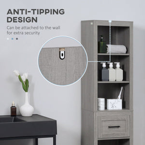 Mobile a Colonna per Bagno 42x30x170 cm in Truciolato Grigio