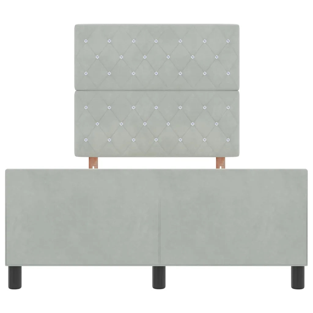 Letto a molle con testiera Grigio chiaro 120 x 200 cm Velluto