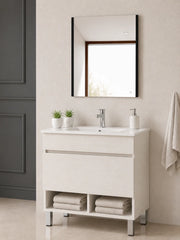 Mobile bagno con piedini con lavabo extrapiano ORIGENBATH NEBARI senza specchio 100x40 cm bianco nordico