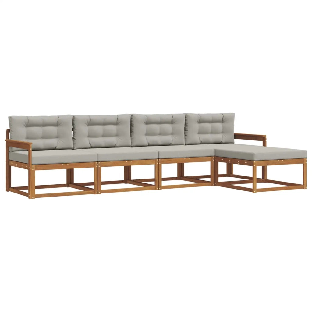Set di divani da esterno 5 pcs Grigio Naturale e Chiaro
