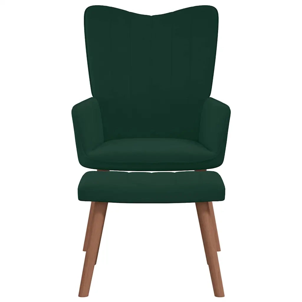 vidaXL Poltrona Relax con Poggiapiedi Verde Scuro in Velluto