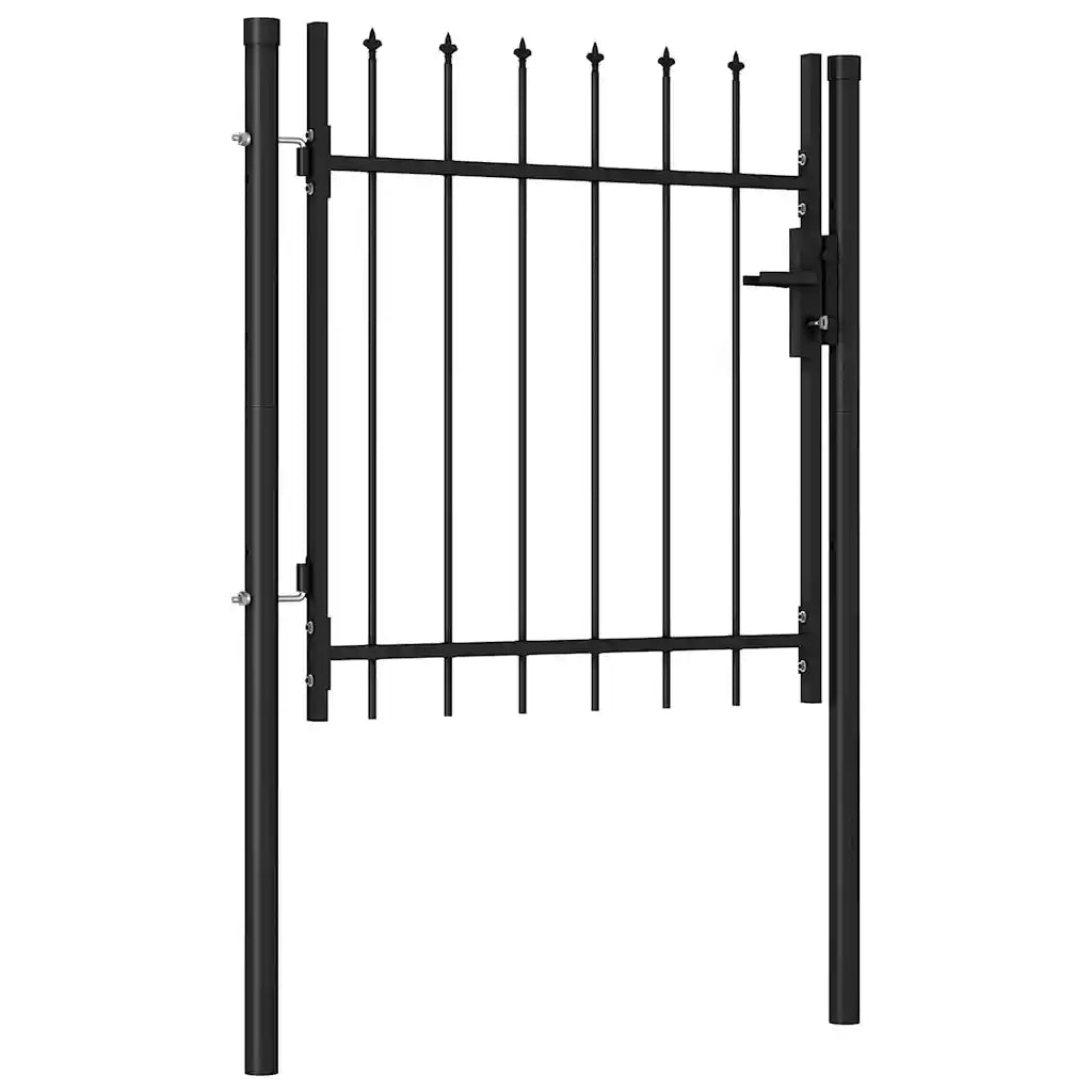 Cancello per recinzione Boxtel porta singola con punta in acciaio 1x1 m Nero 146032