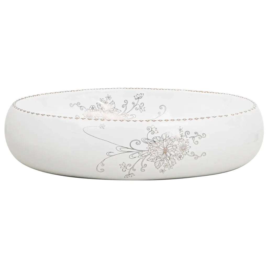 vidaXL Lavabo da Appoggio Bianco Ovale 59x40x15 cm Ceramica