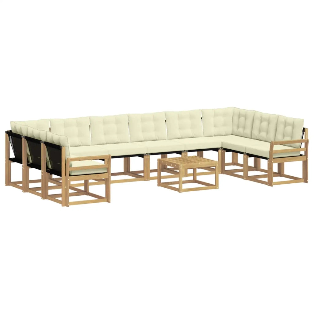 Set di divani da esterno con cuscino 11 pcs Bianco e Crema