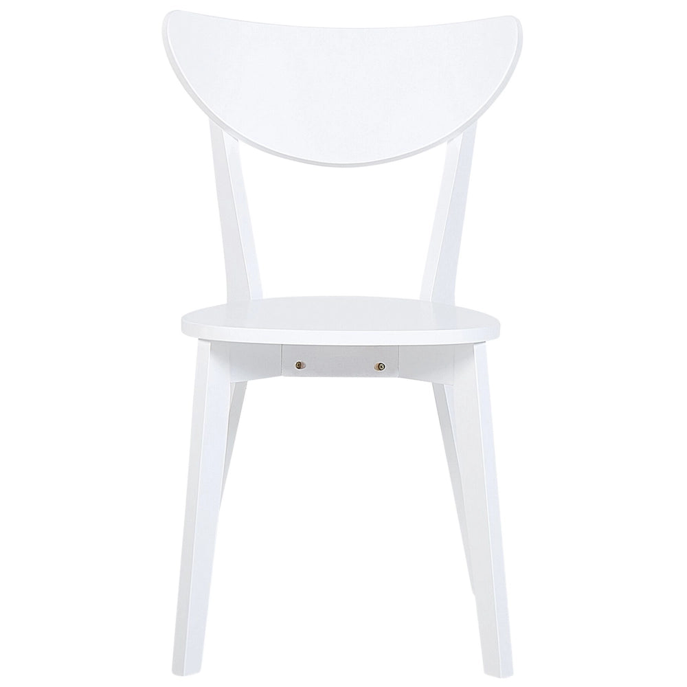 Set di 2 sedie da pranzo Seduta in MDF bianco Gambe in legno di gomma Schienale curvo senza braccioli
