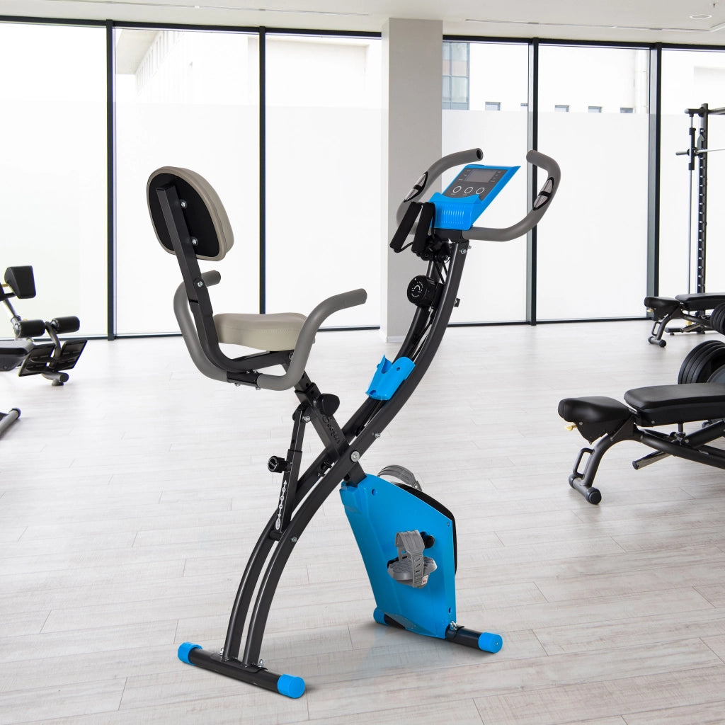 Bicicletta ellittica trainer 2 in 1 con display LCD e resistenza magnetica ¨C Zephmum ¨C Grigio, Pieghevole, 8 livelli