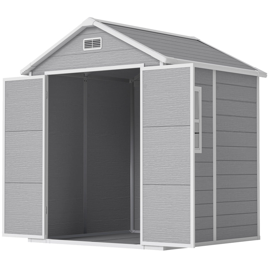 Capanno per giardino in plastica con finestra e pavimento ¨C zephmum ¨C Grigio 145x95x115 cm