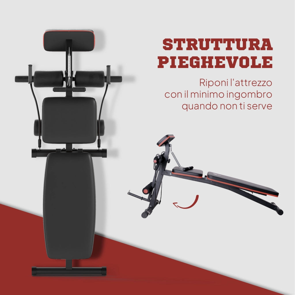 Panca Addominali Pieghevole Regolabile ¨C Zephmum ¨C Rosso