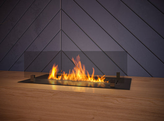 Bruciatore a Bioetanolo da Incasso 60x32x15 cm Insert Slim 600 Nero con Vetro