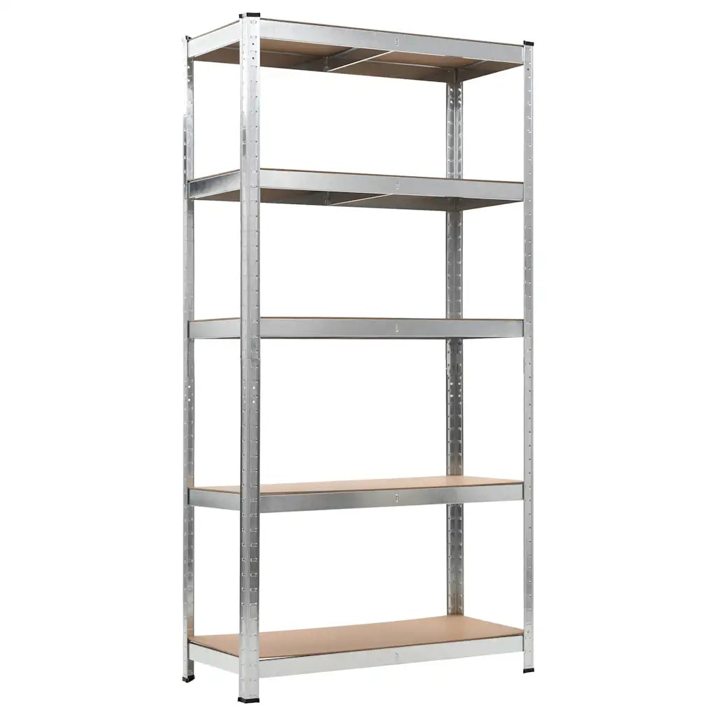 Scaffali Resistenti 5 Strati 2 pz Argento Acciaio e Multistrato cod mxl 51231
