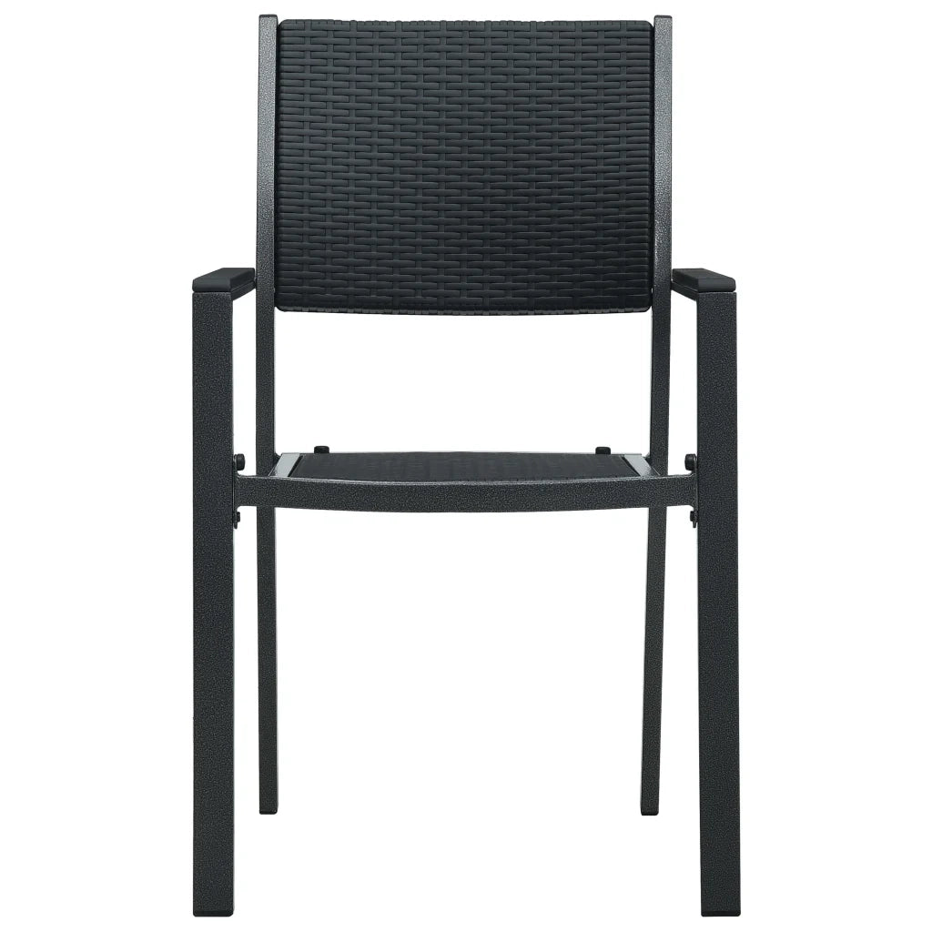 Sedie da Giardino 4 pz | Sedie da Esterno Nere in Plastica Stile Rattan