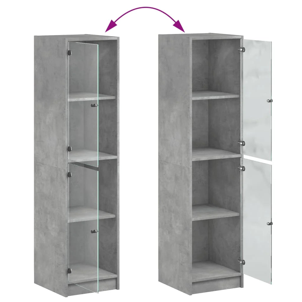 Buffet credenza cassettiera mobiletto mobile contenitore organizer per cucina soggiorno salotto con ante in vetro 35 x 37 x 142 cm grigio 02_0030120
