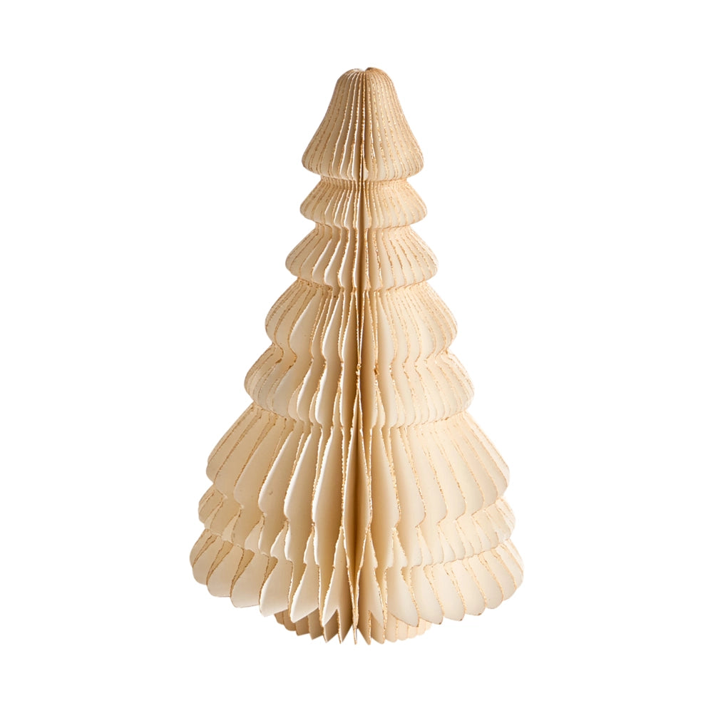 Set di 2 alberi di Natale Figurine Beige Carta a nido d'ape Effetto 3D Stile Origami Motivo festivo