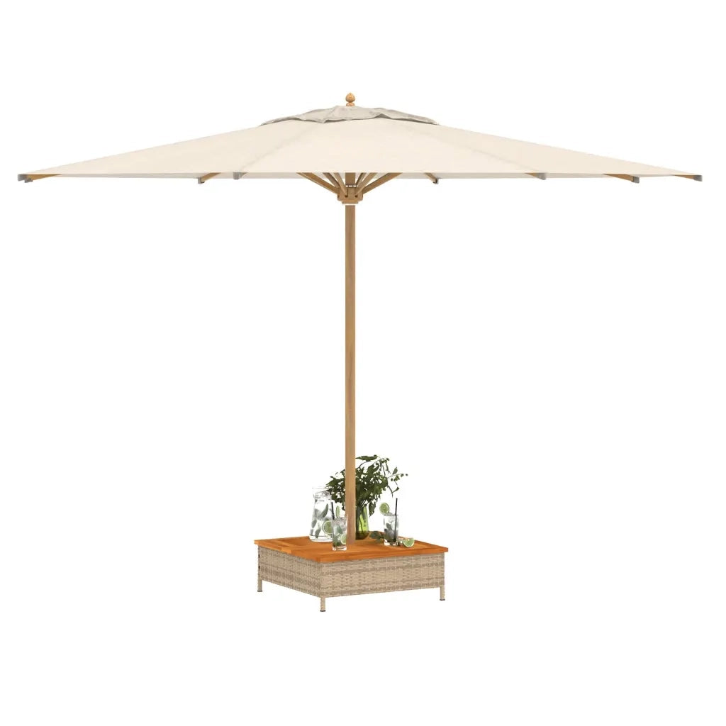 Copertura Base Ombrellone Beige 70x70x25 cm Polyrattan e Acacia 365954