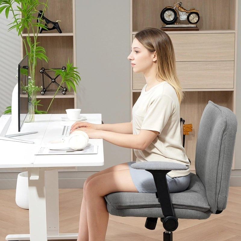 SEDIA UFFICIO Girevole 76x70x85-97 cm Tessuto Grigio con Braccioli Ribaltabili